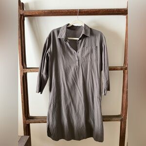 Gray Long Sleeve Shirt Dress